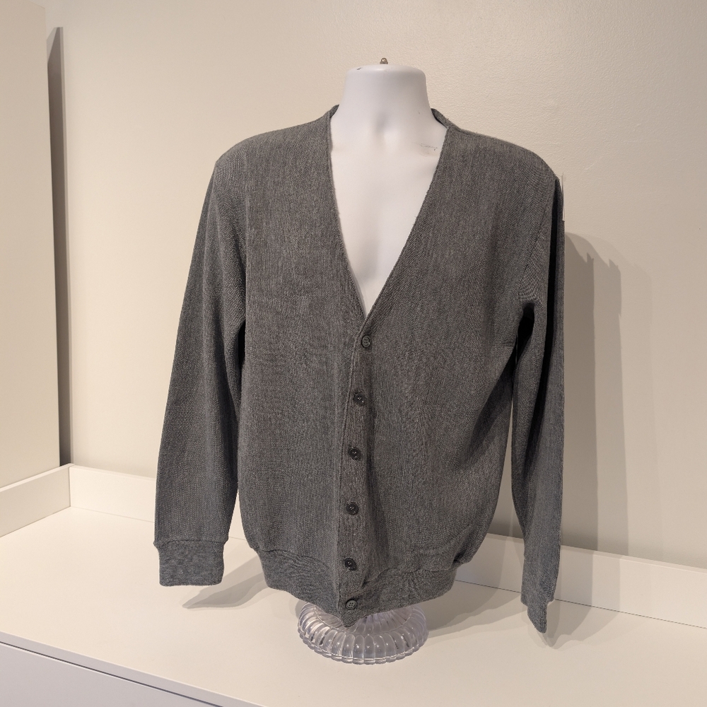 Vintage Sears Men's Store Kings Road Size L Men's Cardigan Sweater Gray